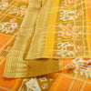 Sanskriti Vintage Sarees Yellow Pure Cotton Patan Patola Ikat Print Sari Sustainable Fabric
