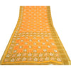 Sanskriti Vintage Sarees Yellow Pure Cotton Patan Patola Ikat Print Sari Sustainable Fabric