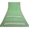 Sanskriti Vintage Sarees Green Shell Printed Pure Cotton Sari 5yd Craft Sustainable Fabric