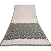 Sanskriti Vintage Sarees Ivory/Black Blend Cotton Warli Art Printed Sari Sustainable Fabric