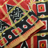 Sanskriti Vintage Sarees Red Pure Cotton Ikat Print Woven Sari 5yd Craft Sustainable Fabric