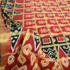 Sanskriti Vintage Sarees Red Pure Cotton Ikat Print Woven Sari 5yd Craft Sustainable Fabric