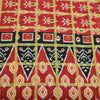 Sanskriti Vintage Sarees Red Pure Cotton Ikat Print Woven Sari 5yd Craft Sustainable Fabric