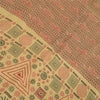Sanskriti Vintage Sarees Cream Pure Cotton Block Printed Sari 5yd Craft Sustainable Fabric