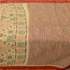 Sanskriti Vintage Sarees Cream Pure Cotton Block Printed Sari 5yd Craft Sustainable Fabric