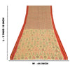 Sanskriti Vintage Sarees Cream Pure Cotton Block Printed Sari 5yd Craft Sustainable Fabric
