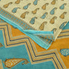 Sanskriti Vintage Sarees Cream Pure Cotton Paisley Printed Sari 5yd Craft Sustainable Fabric