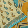 Sanskriti Vintage Sarees Cream Pure Cotton Paisley Printed Sari 5yd Craft Sustainable Fabric