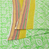 Sanskriti Vintage Sarees Green Woven Border Pure Cotton Print Sari Craft Sustainable Fabric