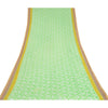 Sanskriti Vintage Sarees Green Woven Border Pure Cotton Print Sari Craft Sustainable Fabric