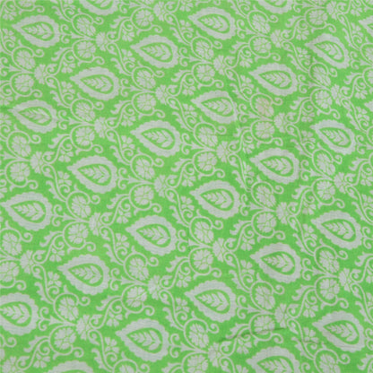 Sanskriti Vintage Sarees Green Woven Border Pure Cotton Print Sari Craft Sustainable Fabric