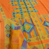 Sanskriti Vintage Sarees Indian Saffron Pure Cotton Print Sari 5yd Craft Sustainable Fabric