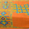 Sanskriti Vintage Sarees Indian Saffron Pure Cotton Print Sari 5yd Craft Sustainable Fabric