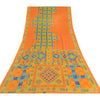 Sanskriti Vintage Sarees Indian Saffron Pure Cotton Print Sari 5yd Craft Sustainable Fabric