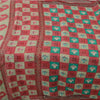 Sanskriti Vintage Sarees From India Red Pure Cotton Print Sari 5yd Craft Sustainable Fabric