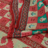 Sanskriti Vintage Sarees From India Red Pure Cotton Print Sari 5yd Craft Sustainable Fabric