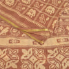 Sanskriti Vintage Sarees Brown Patan Patola Animal Print Pure Cotton Sari Sustainable Fabric