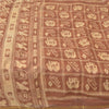 Sanskriti Vintage Sarees Brown Patan Patola Animal Print Pure Cotton Sari Sustainable Fabric