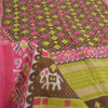 Sanskriti Vintage Sarees Brown/Pink Patan Patola Pure Cotton Printed Sari Sustainable Fabric