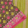 Sanskriti Vintage Sarees Brown/Pink Patan Patola Pure Cotton Printed Sari Sustainable Fabric