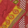 Sanskriti Vintage Sarees Rød/Gul Sari i Ren Bomuld Trykt 5 m Håndværksmæssigt Bæredygtigt Stoff