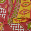 Sanskriti Vintage Sarees Rød/Gul Sari i Ren Bomuld Trykt 5 m Håndværksmæssigt Bæredygtigt Stoff