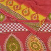 Sanskriti Vintage Sarees Rød/Gul Sari i Ren Bomuld Trykt 5 m Håndværksmæssigt Bæredygtigt Stoff