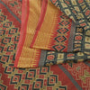 Sanskriti Vintage Sarees Green/Red 100%Pure Cotton Printed Sari 6yd Craft Sustainable Fabric