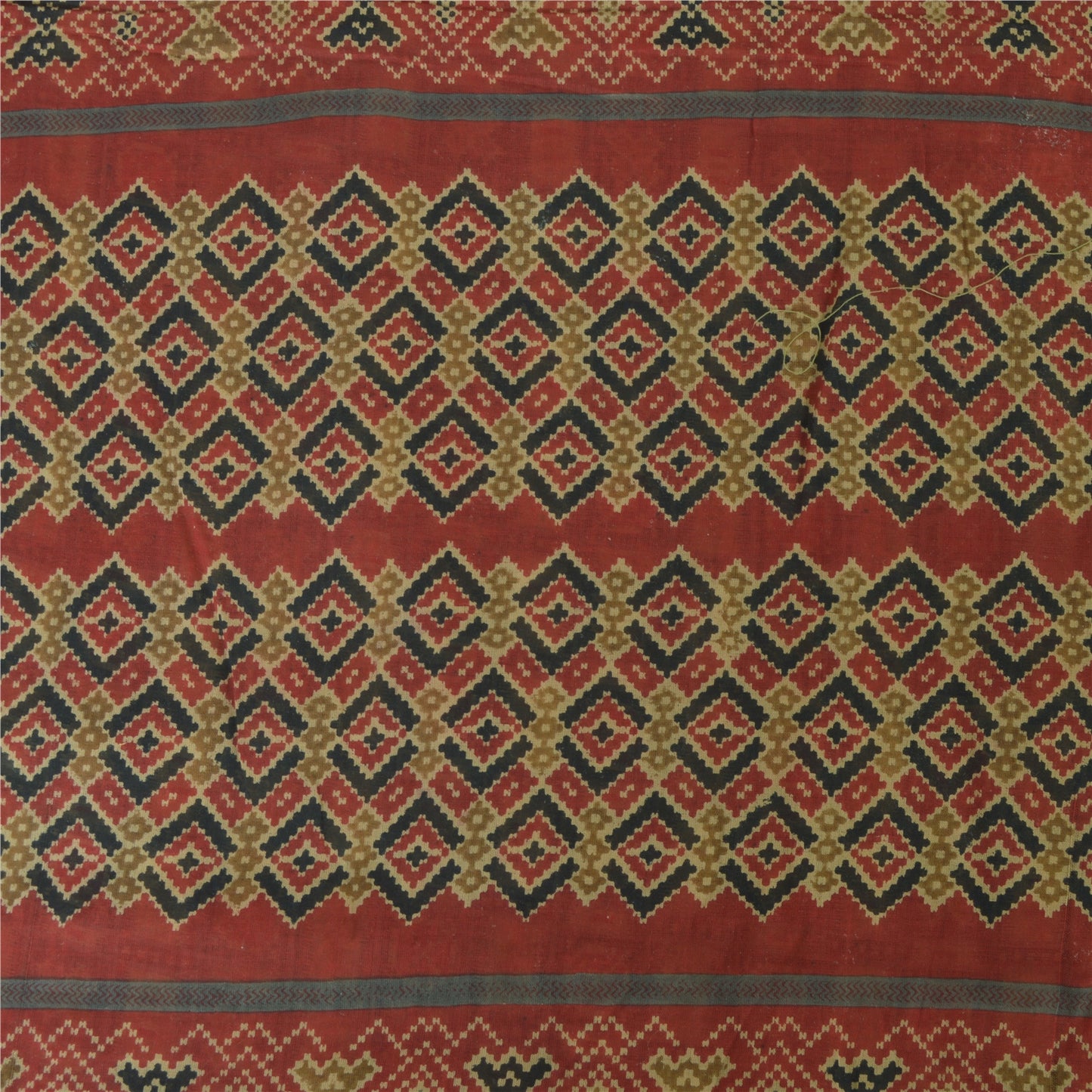 Sanskriti Vintage Sarees Green/Red 100%Pure Cotton Printed Sari 6yd Craft Sustainable Fabric