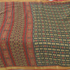 Sanskriti Vintage Sarees Green/Red 100%Pure Cotton Printed Sari 6yd Craft Sustainable Fabric