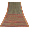 Sanskriti Vintage Sarees Green/Red 100%Pure Cotton Printed Sari 6yd Craft Sustainable Fabric