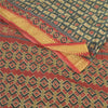 Sanskriti Vintage Sarees Green/Red 100%Pure Cotton Printed Sari 6yd Craft Sustainable Fabric