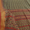 Sanskriti Vintage Sarees Green/Red 100%Pure Cotton Printed Sari 6yd Craft Sustainable Fabric