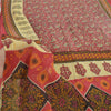 Sanskriti Vintage Sarees Indian Dark Red Pure Cotton Print Sari 5yd Craft Sustainable Fabric