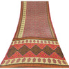 Sanskriti Vintage Sarees Indian Dark Red Pure Cotton Print Sari 5yd Craft Sustainable Fabric