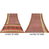 Sanskriti Vintage Sarees Indian Dark Red Pure Cotton Print Sari 5yd Craft Sustainable Fabric