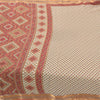 Sanskriti Vintage Sarees Indian Ivory/Red Pure Cotton Printed Sari Craft Fabric