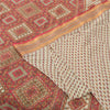 Sanskriti Vintage Sarees Indian Ivory/Red Pure Cotton Printed Sari Craft Fabric