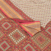 Sanskriti Vintage Sarees Indian Ivory/Red Pure Cotton Printed Sari Craft Fabric