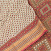 Sanskriti Vintage Sarees Indian Ivory/Red Pure Cotton Printed Sari Craft Fabric