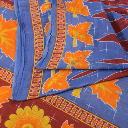 Sanskriti Vintage Sarees From India Red Pure Cotton Print Sari 5yd Craft Sustainable Fabric