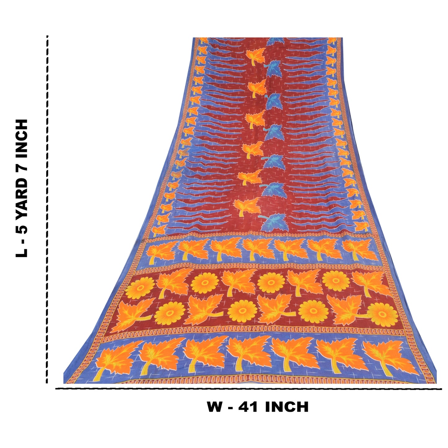 Sanskriti Vintage Sarees From India Red Pure Cotton Print Sari 5yd Craft Sustainable Fabric