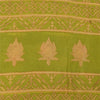 Sanskriti Vintage Sarees Green/Brown Pure Cotton Printed Sari 5yd Craft Sustainable Fabric