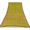 Sanskriti Vintage Sarees Green/Brown Pure Cotton Printed Sari 5yd Craft Sustainable Fabric