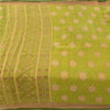Sanskriti Vintage Sarees Green/Brown Pure Cotton Printed Sari 5yd Craft Sustainable Fabric