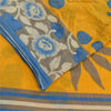 Sanskriti Vintage Sarees Yellow/Blue Pure Cotton Printed Sari 5yd Craft Sustainable Fabric