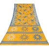 Sanskriti Vintage Sarees Yellow/Blue Pure Cotton Printed Sari 5yd Craft Sustainable Fabric
