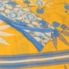 Sanskriti Vintage Sarees Yellow/Blue Pure Cotton Printed Sari 5yd Craft Sustainable Fabric