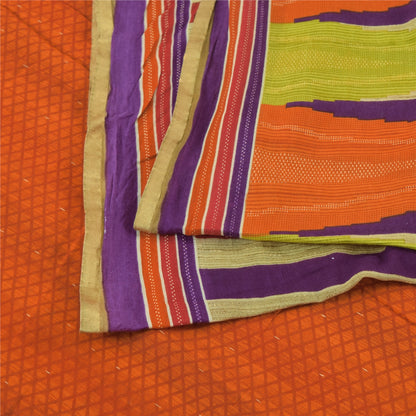 Sanskriti Vintage Sarees Indian Multi Pure Cotton Printed Sari 5yd Craft Sustainable Fabric