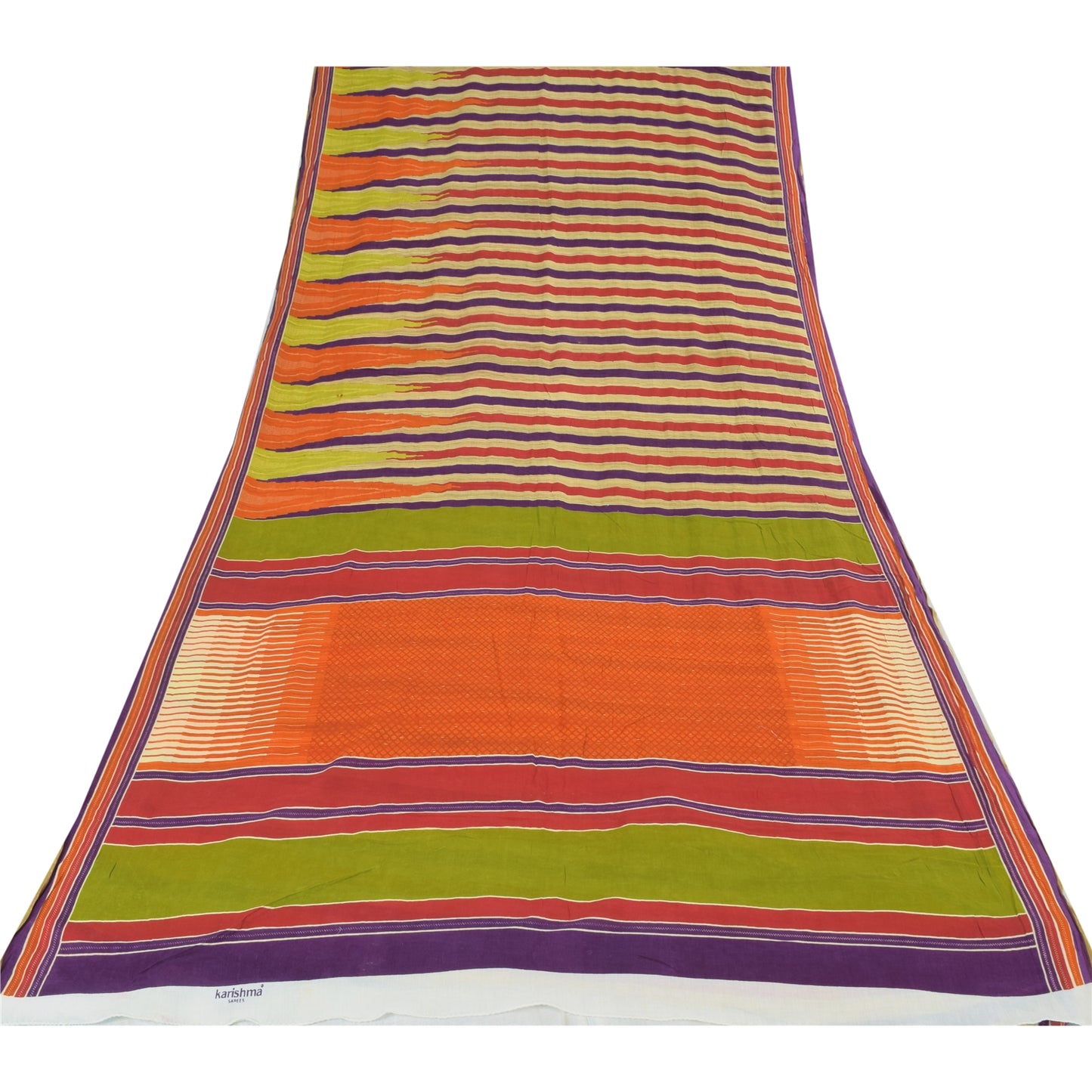 Sanskriti Vintage Sarees Indian Multi Pure Cotton Printed Sari 5yd Craft Sustainable Fabric